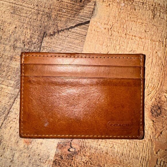 Vintage Coach Multifunction Wallet #7219 British Tan 1990's and card holder - Picture 8 of 13